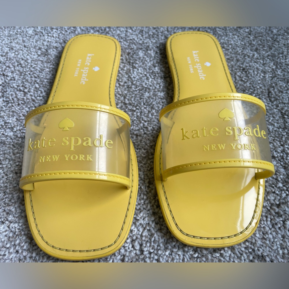 Kate Spade Yellow Peyton Clear Slip-On Slide Sandals